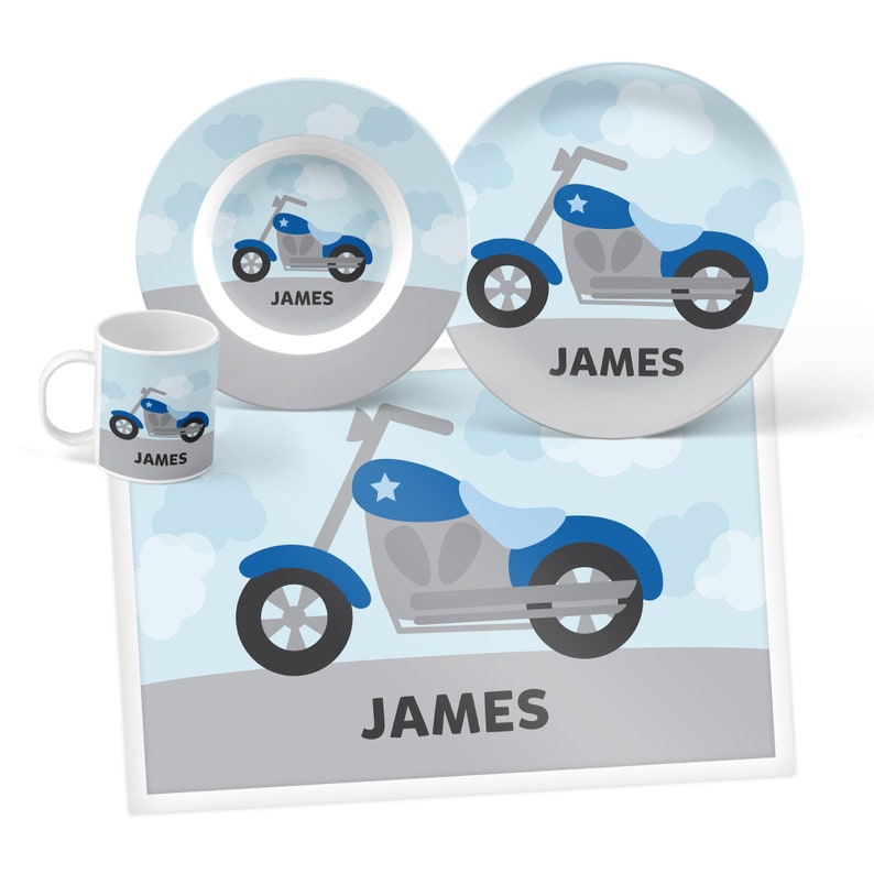 Motorcycle Plate Bowl Mug or Placemat Motorcycle Plastic Etsy