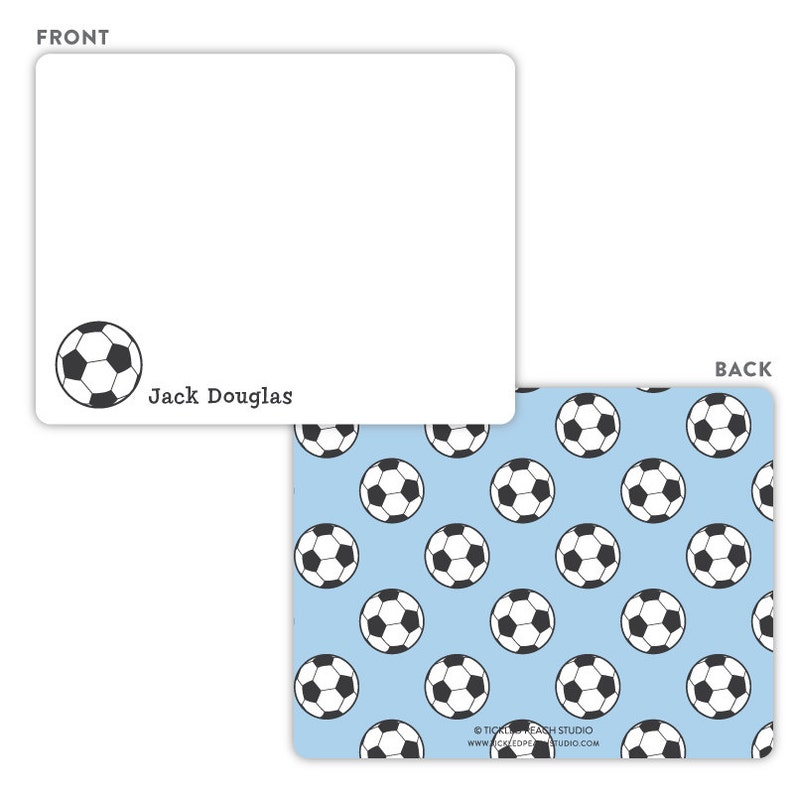 Soccer Stationery, Soccer Note Cards, Personalized Flat Note Cards for Kids, Soccer Notecards, Kids Thank You Cards, Sports Stationery image 3