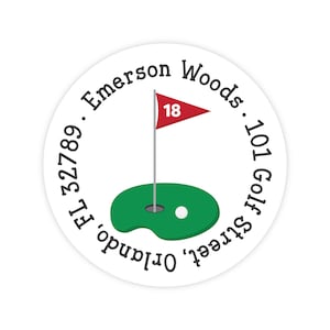 Golf Address Labels, Personalized Return Address Labels, Kids Mailing Label, Golf Sticker, Round Return Address Label for Kids