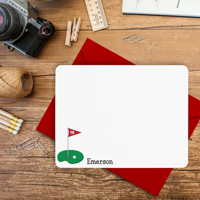 Golf Stationery Golf Note Cards Personalized Flat Notecards Etsy