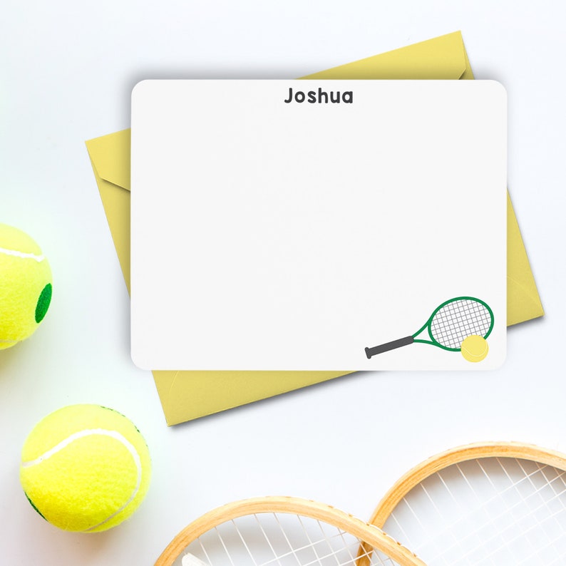 Tennis Stationery, Tennis Note Cards, Personalized Flat Notecards for Kids, Kids Stationery, Thank You Card, Sports Stationery image 1