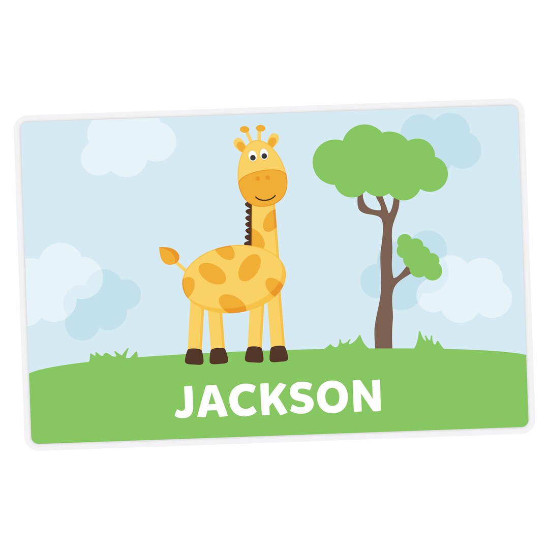 Giraffe Placemat Personalized Placemat for Kids Childrens Etsy