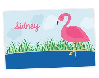 Flamingo Placemat, Kids Personalized Placemat, Childrens Placemat, Set The Table, Kids Activity Placemat, Laminated Place Mat