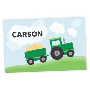 Personalized Tractor Placemat - Kids Double-Sided Laminated Placemat - Activity Mat - Gifts for Kids