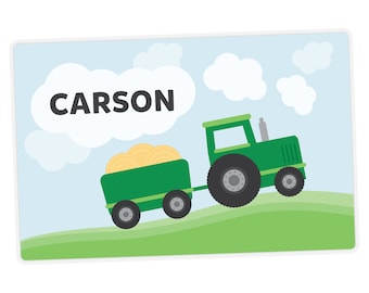 Tractor Placemat, Kids Personalized Placemat, Childrens Placemat, Set The Table, Activity Placemat, Laminated Place Mat, Kids Name Placemat
