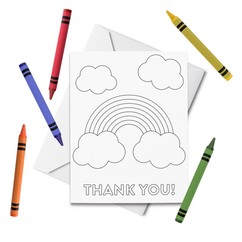 PRINTABLE Thank You Coloring Card Rainbow Thank You Card - Etsy