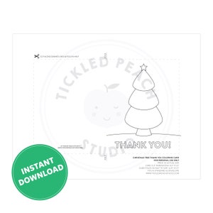 PRINTABLE Christmas Tree Thank You Coloring Card, Christmas Card, Holiday Greeting Card for Kids, Color Your Own Card, DIY Print & Color image 2