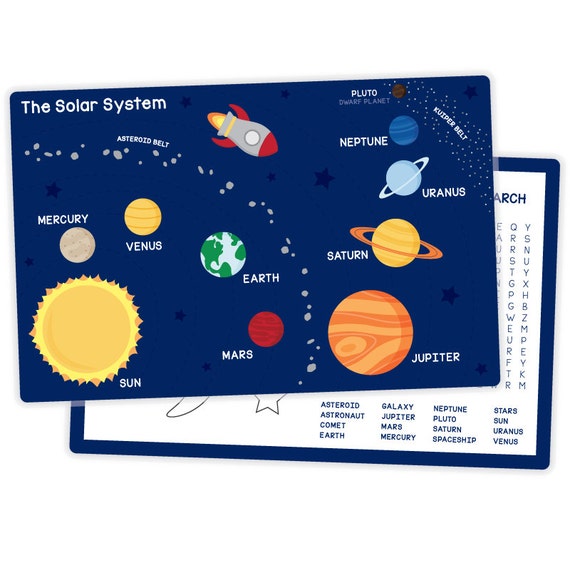 Solar System Placemat Activity Placemat for Kids Space Placemat