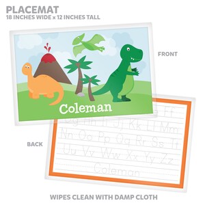 Dinosaur Plate, Bowl, Mug or Placemat Personalized Dinosaur Dinnerware Personalized Plate for Kids Custom Plastic Tableware image 4