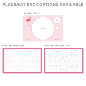 Flamingo Placemat, Kids Personalized Placemat, Childrens Placemat, Set The Table, Kids Activity Placemat, Laminated Place Mat image 2