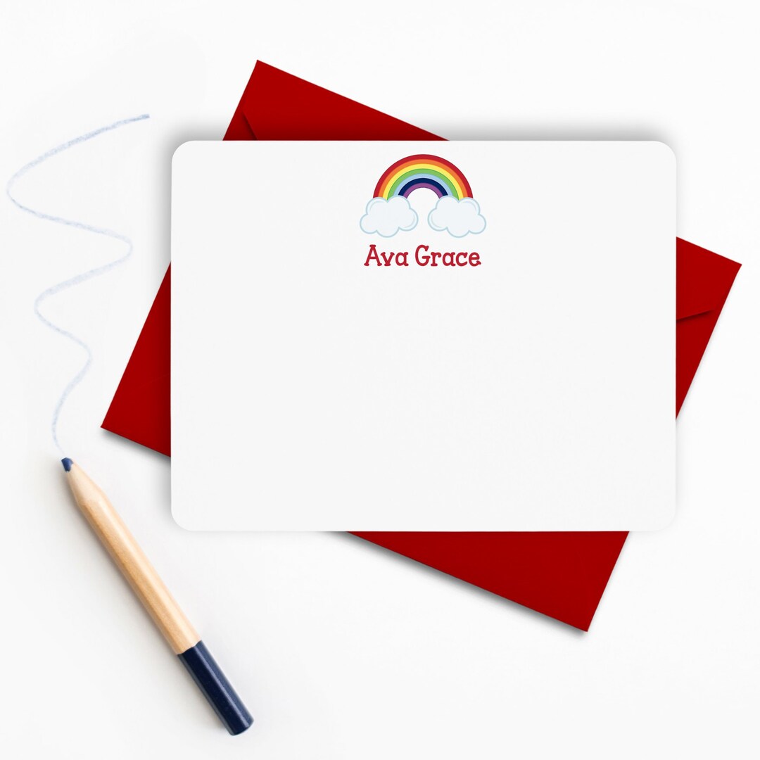 Rainbow Stationery, Rainbow Note Cards, Personalized Flat Note Cards