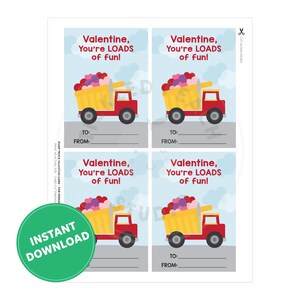 PRINTABLE Valentine for Kids, Dump Truck Classroom Valentine ...