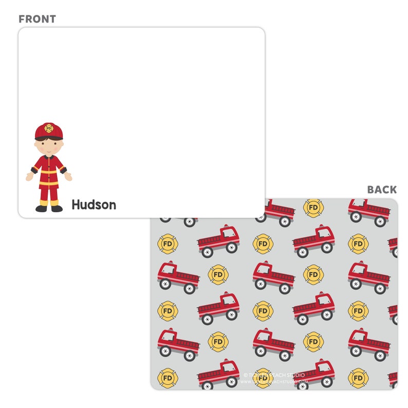 Firefighter Stationery Firefighter Boy Note Cards Etsy
