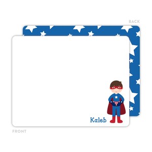 Superhero Stationery, Superhero Boy Note Cards, Personalized Flat Note Cards, Superhero Kids Notecards, Thank You Card, Children Stationery image 2