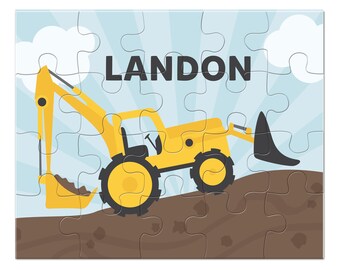 Construction Puzzle - Personalized Puzzle for Kids - Digger Puzzle - Children Puzzles - Name Puzzle - 8 x 10 puzzle, 20 pieces