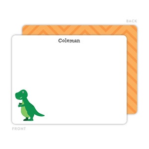 Dinosaur Stationery, Personalized Kids Flat Note Cards, Dinosaur Note Cards, Kids Thank You Cards, Children Stationery, Kids Stationery image 2