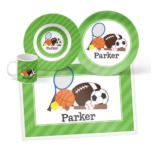 Personalized Sports Plate, Bowl, Mug or Placemat: Kids Dinnerware