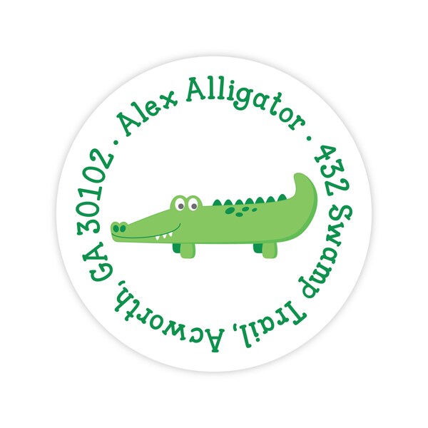Alligator Address Labels, Personalized Address Labels for Kids, Mailing Label, Alligator Sticker, Round Return Address Labels