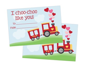 PRINTABLE Valentine for Kids, Train Classroom Valentine, Valentines Day Card for School, I choo-choo like you!