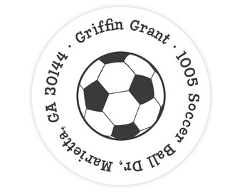 Soccer Address Labels, Personalized Address Labels for Kids, Round Return Address Labels, Soccer Stickers, Kids Mailing Labels