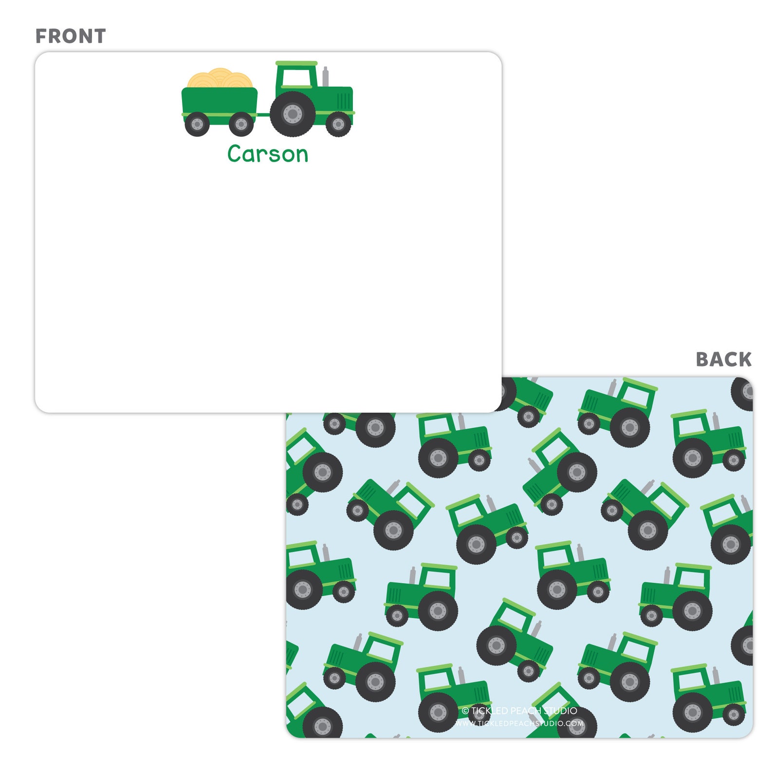 Personalized Tractor Note Cards - Personalized Kids Stationery Set ...