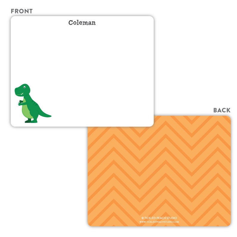 Dinosaur Stationery, Personalized Kids Flat Note Cards, Dinosaur Note Cards, Kids Thank You Cards, Children Stationery, Kids Stationery image 3