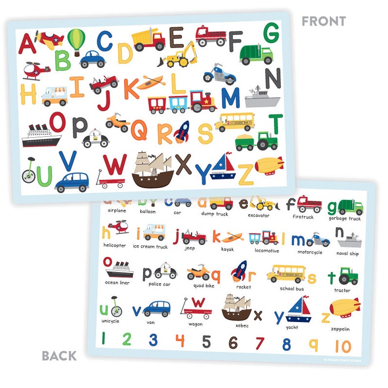 Transportation Alphabet Placemat Placemat for Kids Etsy