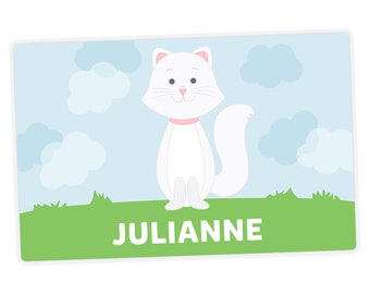 Cat Placemat, Kids Personalized Placemat, Childrens Placemat, Set The Table, Kids Activity Placemat, Laminated Place Mat, Custom Placemat