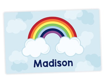 Rainbow Placemat, Kids Personalized Placemat, Childrens Placemat, Set The Table Activity Placemat, Custom Laminated Place Mat