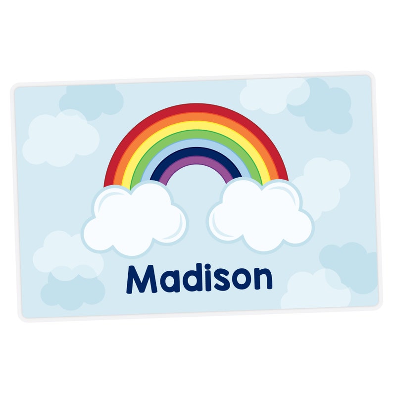 Rainbow Placemat, Kids Personalized Placemat, Childrens Placemat, Set The Table Activity Placemat, Custom Laminated Place Mat image 1