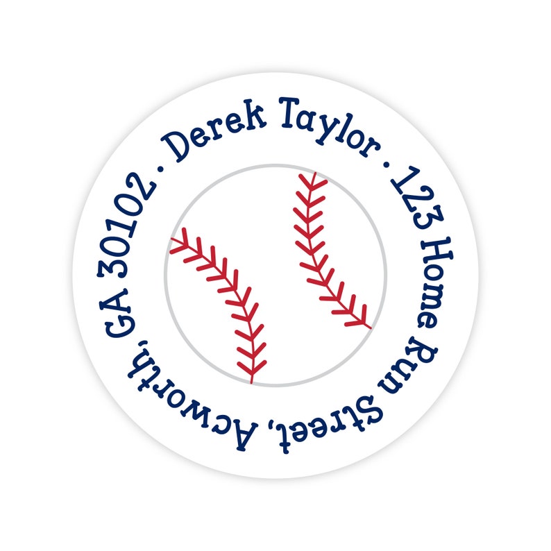 Baseball Address Labels, Personalized Address Labels for Kids, Round Return Address Labels, Baseball Stickers, Kids Mailing Labels image 1