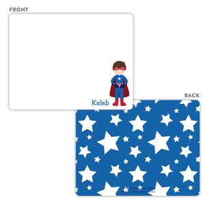 Superhero Stationery, Superhero Boy Note Cards, Personalized Flat Note Cards, Superhero Kids Notecards, Thank You Card, Children Stationery image 3