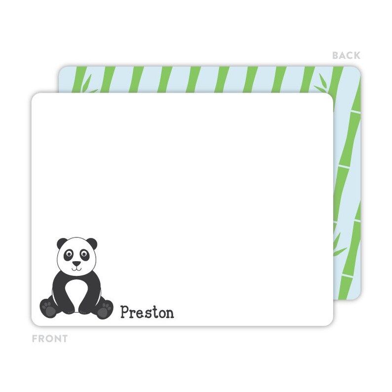 Panda Stationery Panda Note Cards Personalized Flat Note - Etsy