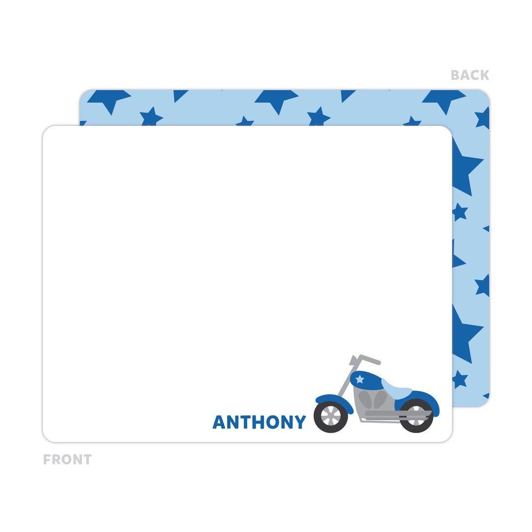 Motorcycle Stationery, Motorcycle Note Cards, Personalized Flat Note ...