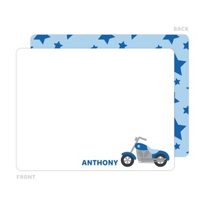 Motorcycle Stationery, Motorcycle Note Cards, Personalized Flat Note Cards, Motorcycle Notecard, Kids Stationery, Kids Thank You Cards image 2