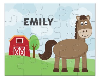 Horse Puzzle, Personalized Puzzle for Kids, Jigsaw Puzzle, Children Puzzles, Personalized Name Puzzle, 8 x 10 puzzle, 20 pieces