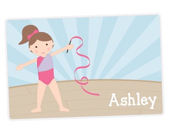 Gymnast Placemat, Gymnast Personalized Placemat for Girl, Name Placemat, Custom Kids Placemat, Laminated Place Mat, Double-Sided Placemat