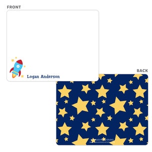 Spaceship Stationery, Spaceship Note Cards, Personalized Flat Note ...
