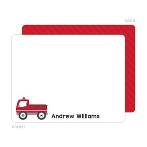 Fire Truck Stationery, Fire Truck Note Cards, Personalized Flat Note Cards, Firetruck Notecards, Kids Stationery, Kids Thank You Cards image 2