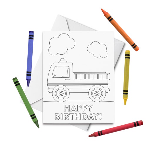 PRINTABLE Happy Birthday Coloring Card Spaceship Birthday - Etsy
