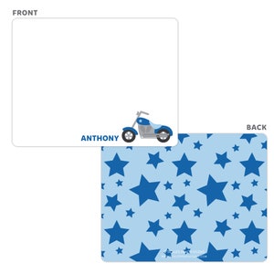 Motorcycle Stationery, Motorcycle Note Cards, Personalized Flat Note Cards, Motorcycle Notecard, Kids Stationery, Kids Thank You Cards image 3