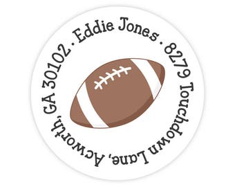 Football Address Labels, Personalized Address Labels for Kids, Round Return Address Labels, Football Stickers, Kids Mailing Labels