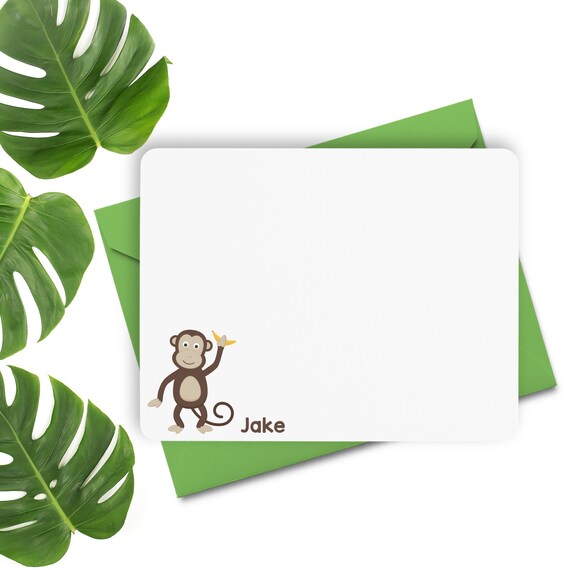 Monkey Stationery Monkey Note Cards Personalized Note Cards | Etsy
