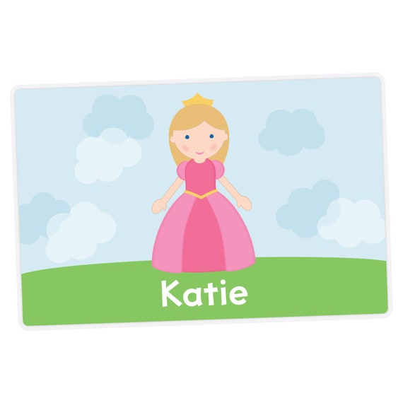 Princess Placemat, Princess Personalized Placemat for Girl, Name Placemat, Custom Kids Placemat, Laminated Tablemat, Double-Sided Placemat Il_570xn