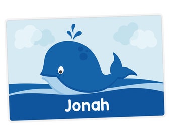 Whale Placemat, Personalized Placemat for Kids, Childrens Placemat, Set The Table, Laminated Placemat, Custom Kids Name Place Mat