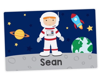 Astronaut Boy Placemat, Personalized Placemat for Boy, Childrens Placemat, Outer Space Placemat, Set The Table, Laminated Activity Placemat