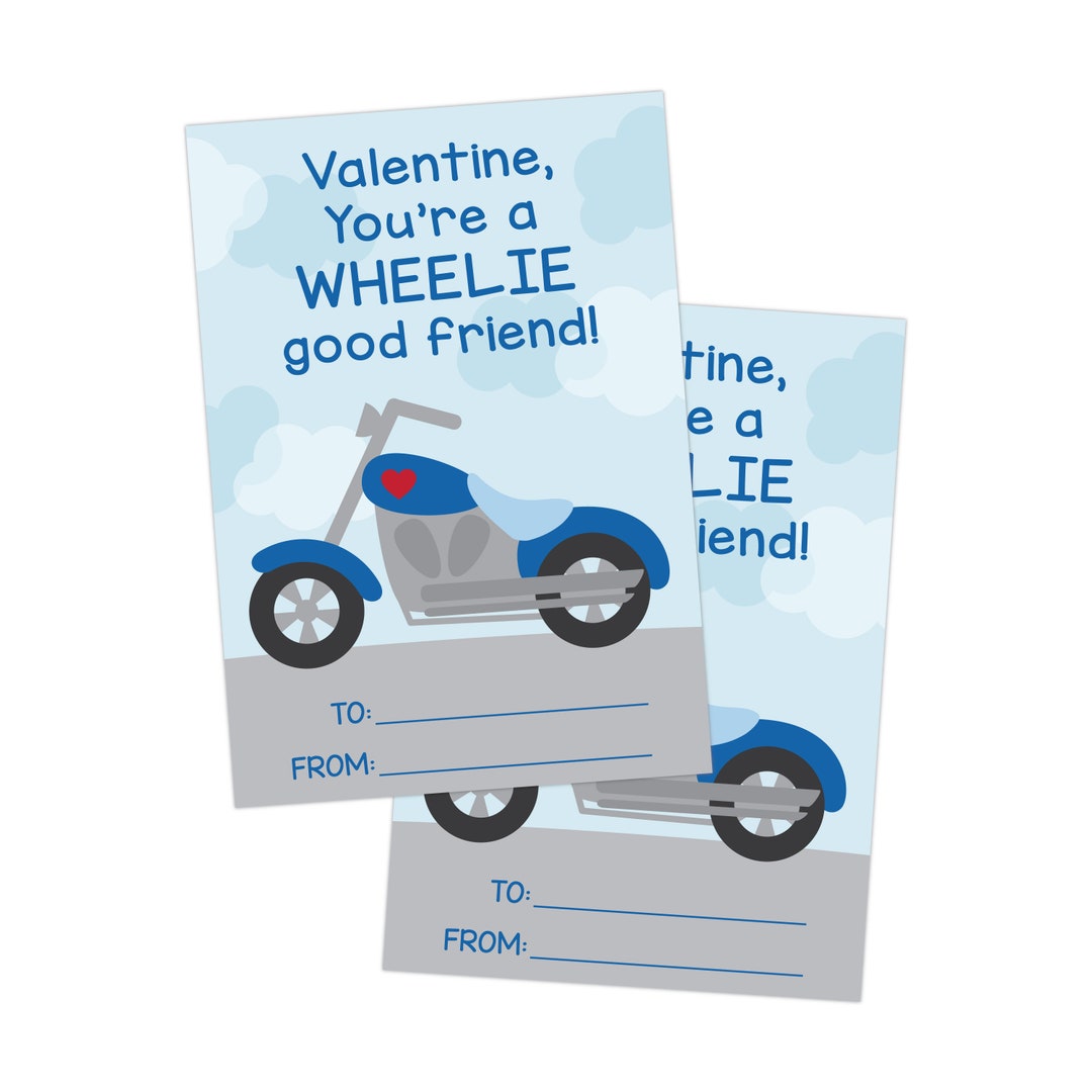 PRINTABLE Valentine for Kids, Motorcycle Classroom Valentine ...
