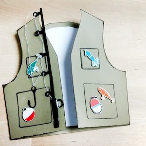 Chaleco de pesca del Día del Padre + Plantilla SVG PDF Descarga instantánea + Compatible: Cricut Silhouette ScanNCut + Tutorial de montaje incluido