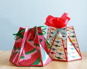 Hexagon Folding Gift and Favor Box + SVG PDF Template Instant Download + Compatible: Cricut Silhouette ScanNCut + Assembly Tutorial Included