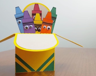 Crayon Pop Up Card  + SVG PDF Template Instant Download + Compatible: Cricut Silhouette ScanNCut + Assembly Tutorial Included